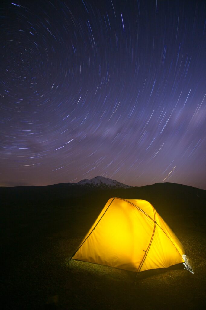 Star trails over Tongariro National Park